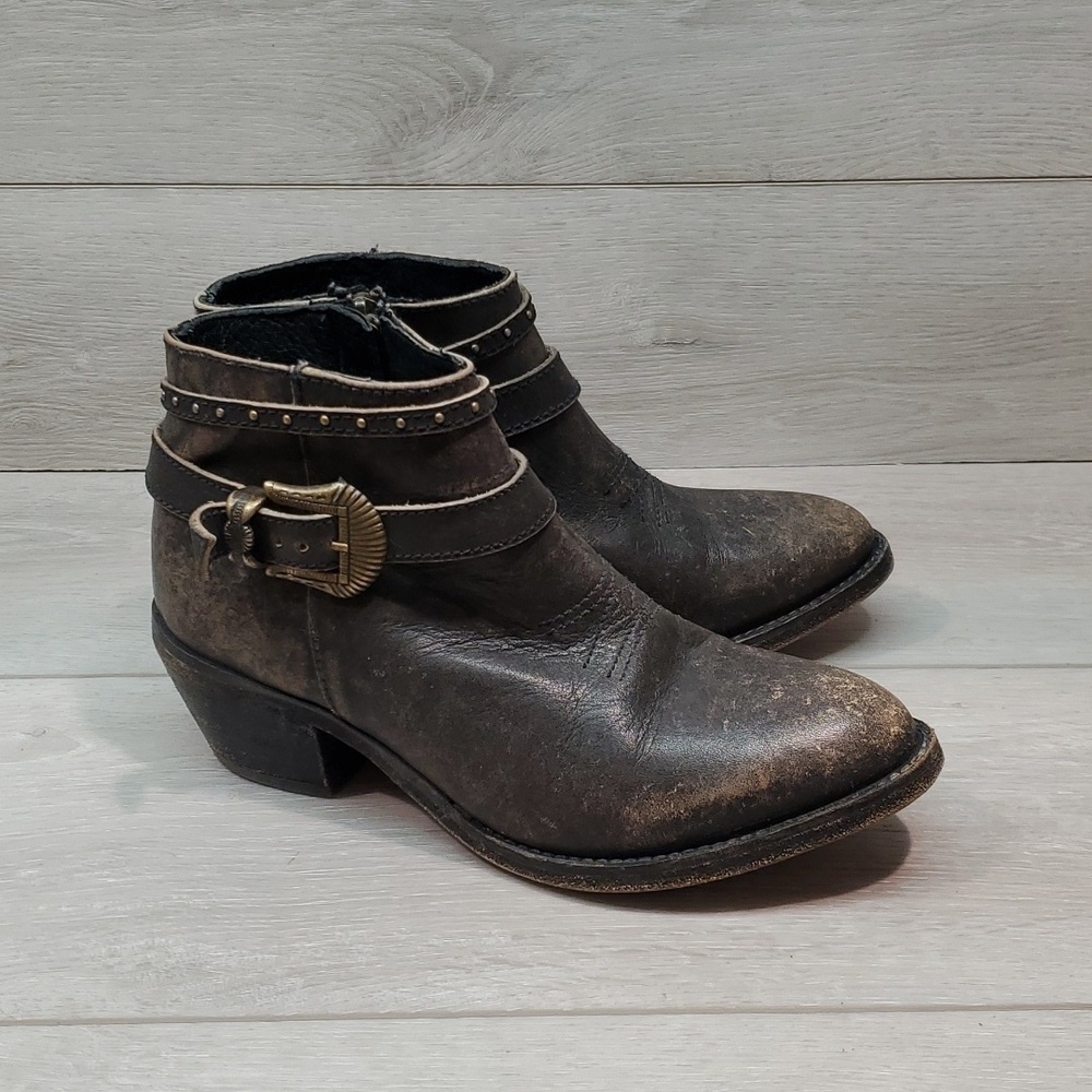 Circle G Womens by Corral Western Cowboy Distressed Leather Heels shoes sz 7M